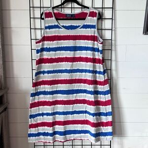 d&co‎ Beach Sleeveless Knit Dress Womens XL Red Blue USA Patriotic American